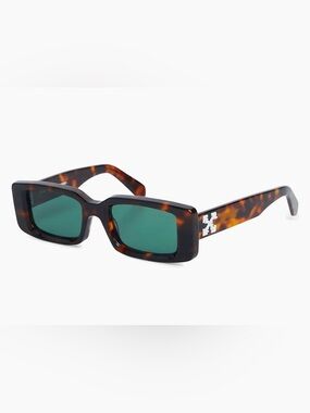 Off-White Unisex Arthur Rectangle Sunglasses Havana / Green NWB